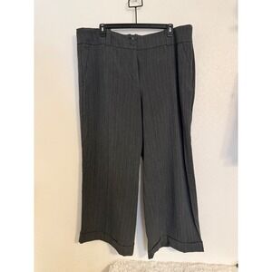 Lane Bryant Gray Pinstripe Wide‎ Leg Career Trousers Womens plus size 24